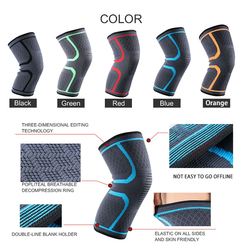 1/2PCS Fitness Running Cycling Knee Support Braces Elastic Nylon Sport Compression Knee Pad Sleeve for Basketball Volleyball