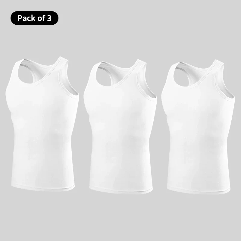 3/5 Pcs European plus-size men's cotton Joker vest loose plus-size youth fitness sleeveless round neck middle-aged hypertrophy T