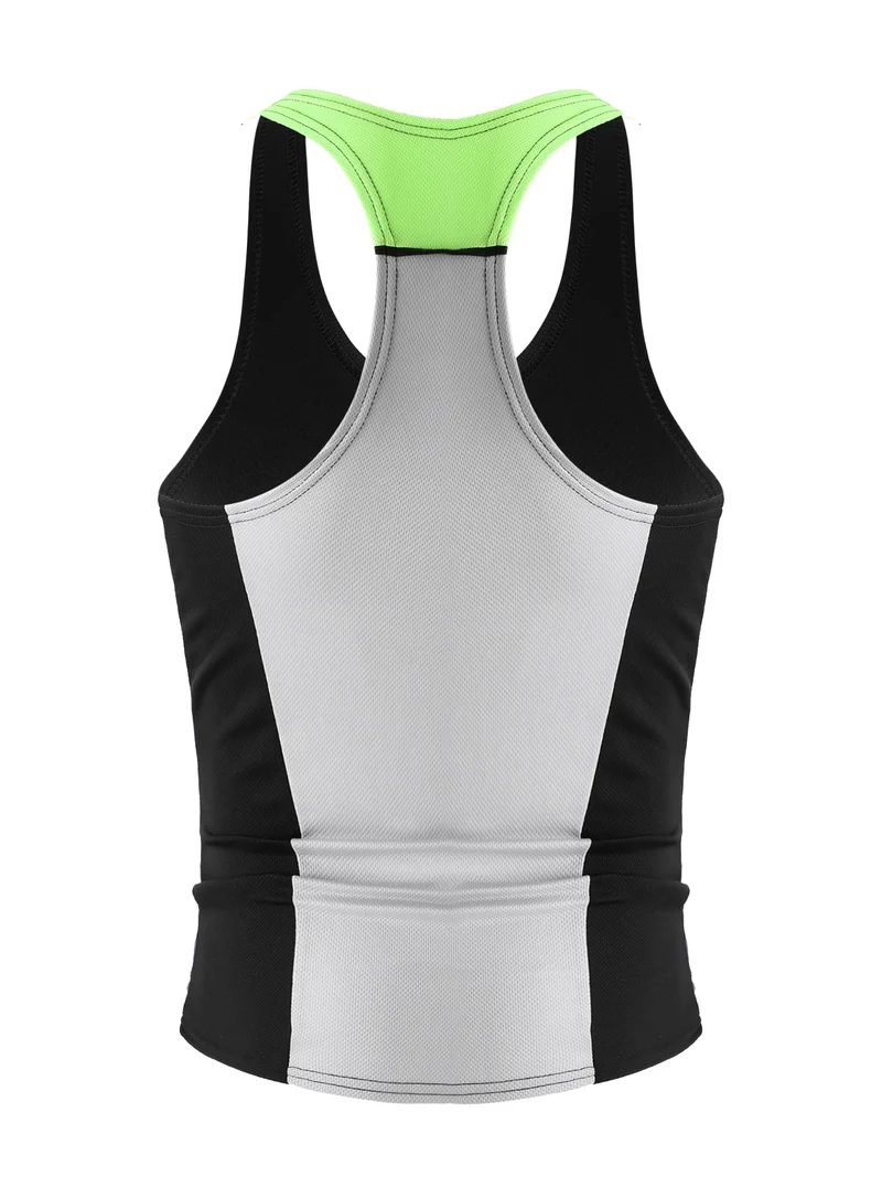Sports vest, men's fitness quick drying vest, muscle iron, American style stretch splicing, running narrow shoulder racerback ve