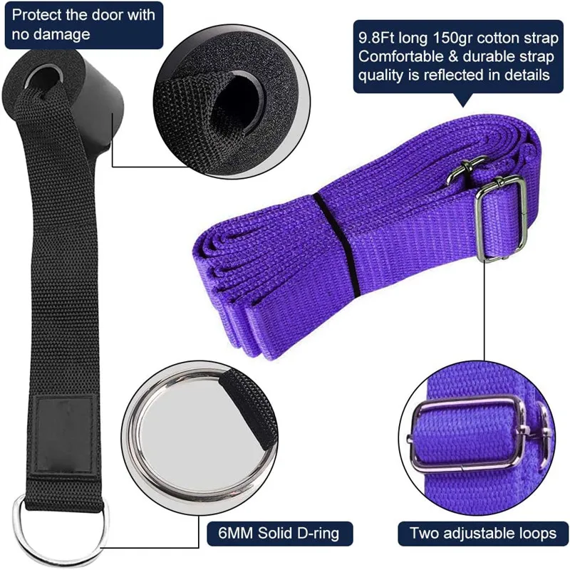 3M Door Flexibility Stretching Yoga Stretch Strap Leg Stretcher Strap D-Ring Belt Dance Gymnastics Resistance Fitness Gym Bands