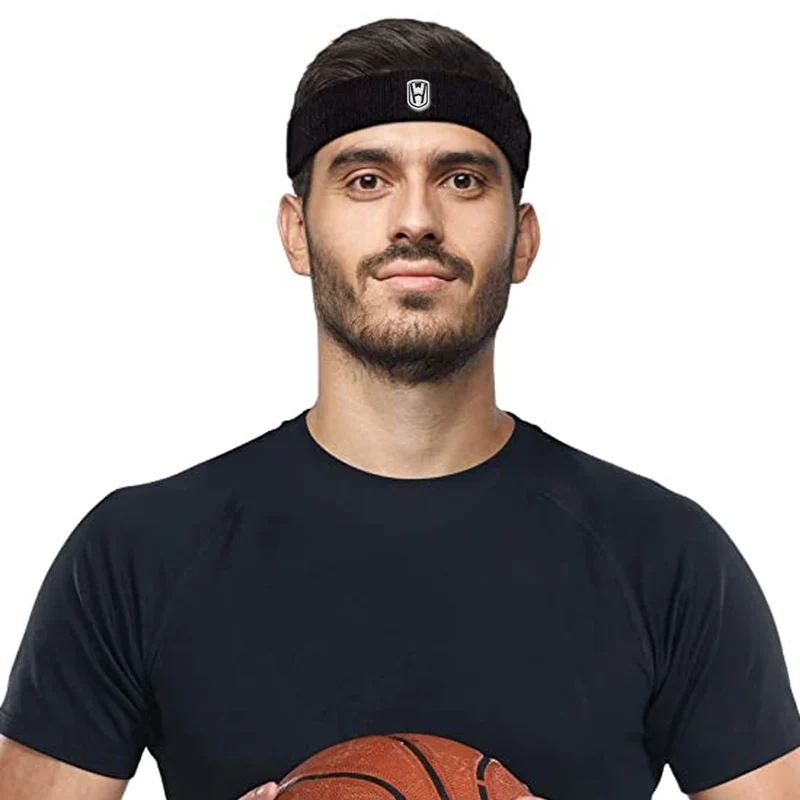 WOSWEIR-Cotton Athletic Headband Elastic Sweatbands Women Men Basketball Sports Gym Fitness Sweat Band Volleyball Tennis