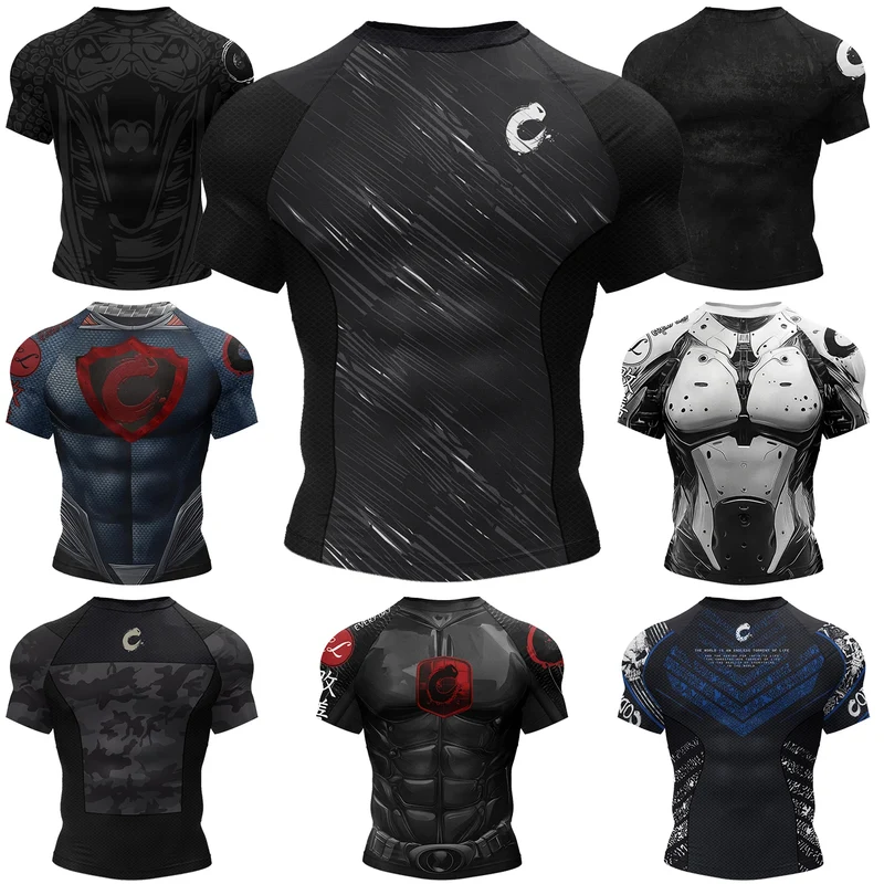 Hot Sell 3Digital Printed MMA BJJ Rash Guard Compression Shirt for Grappling Wrestling Daily MMA BJJ No-Gi Fitness Tee Shirts