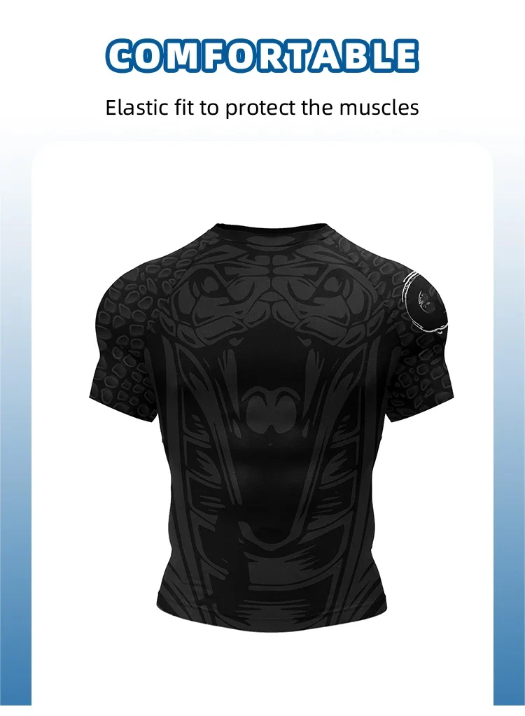 Hot Sell 3Digital Printed MMA BJJ Rash Guard Compression Shirt for Grappling Wrestling Daily MMA BJJ No-Gi Fitness Tee Shirts