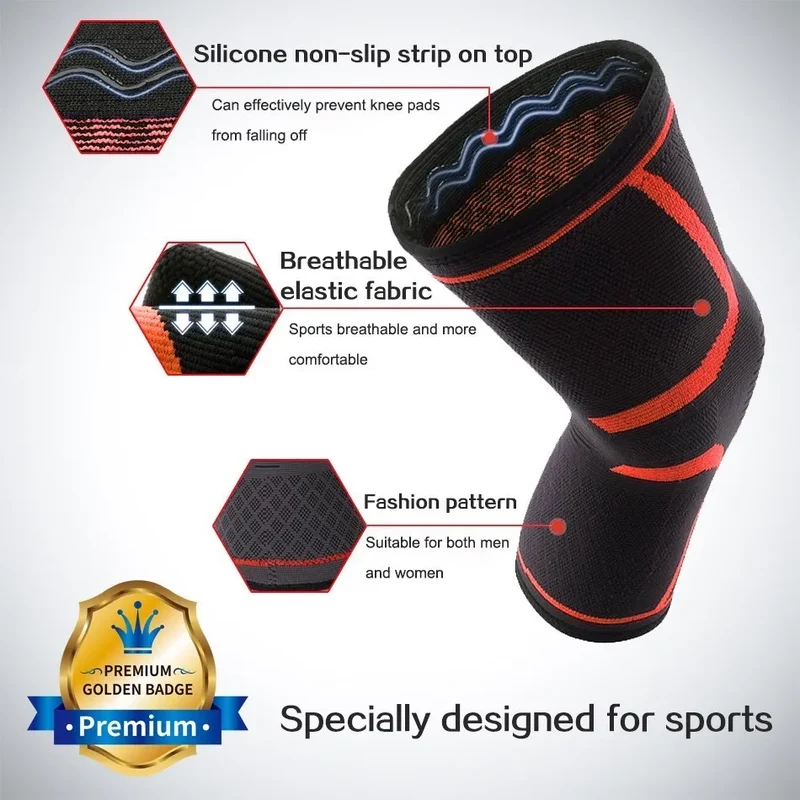 WOSWEIR-1 PC Elastic Knee Pads Nylon Sports Fitness Kneepad Fitness Gear Patella Brace Running Basketball Volleyball Support