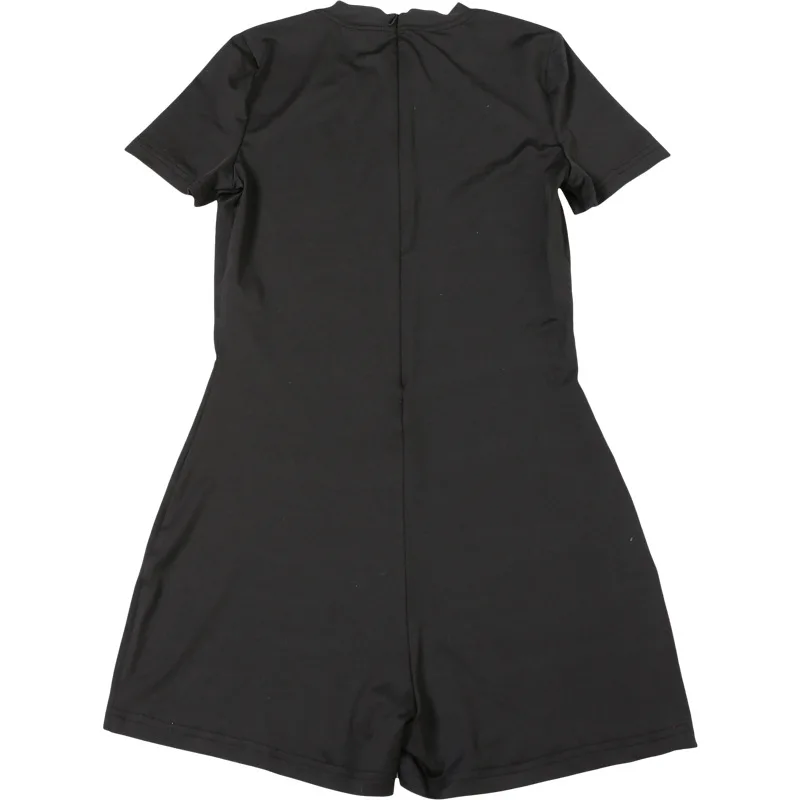 Shestyle Letter Printing Toxic Black Playsuit Women Short Sleeve Back Zipper Crew Neck Skinny Exercise Hipster Outfit Fitness