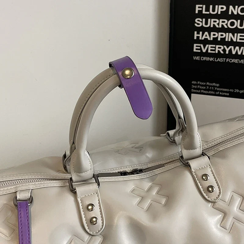 Women'S Travel Duffle Fashion Bag PU Leather Gym Fitness Yoga Luggage Boston Handbag Outdoor Sports Suitcase Shoulder Tote Bag
