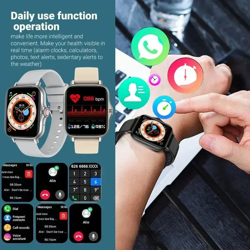 2024 Smart Watch Android Phone 1.44'' Inch Color Screen Bluetooth Call Blood Oxygen/Pressure Monitoring Smart Watch Women Men