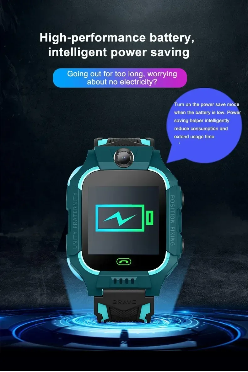 Q19B Children Kids Smart Watch SOS Phone Call Location Tracker Anti-Lost Camera Touch Screen Waterproof Student Wristwatch