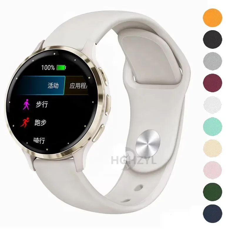 18mm 20mm 22mm Women Silicone Smart Watch Strap Wristband For Garmin Venu 3S 2S Forerunner 165 265S 255 Bracelet Watchband