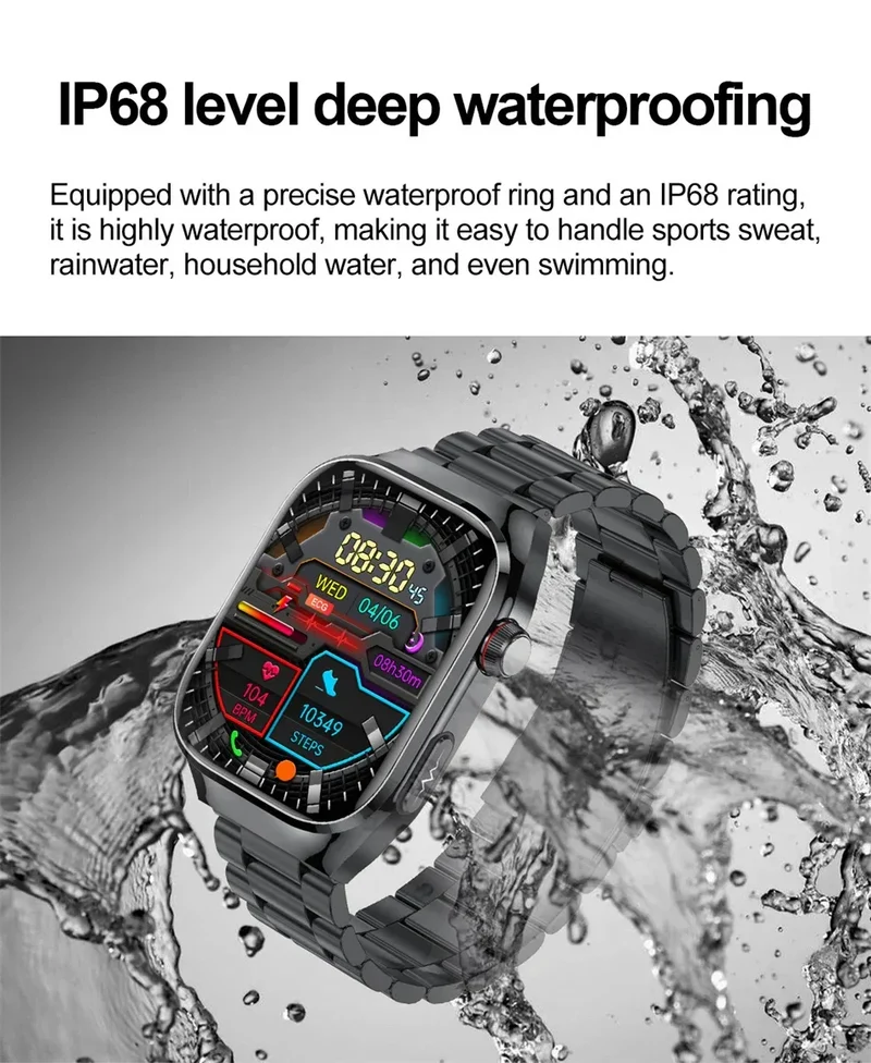 2026 New Professional-Grade Smart Watch Men ECG+PPG Uric Acid Body Fat Health Analysis IP68 Waterproof AMOLED Smartwatch Women