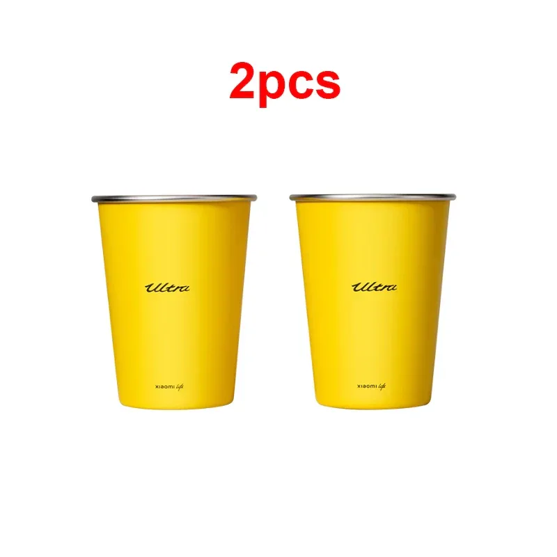 Mijia Life Ultra Yellow 304 Stainless Steel Drinking Cup 350ML Single-layer Rolled Edge Beer Outdoor Car Stacked Cold Drink Cup