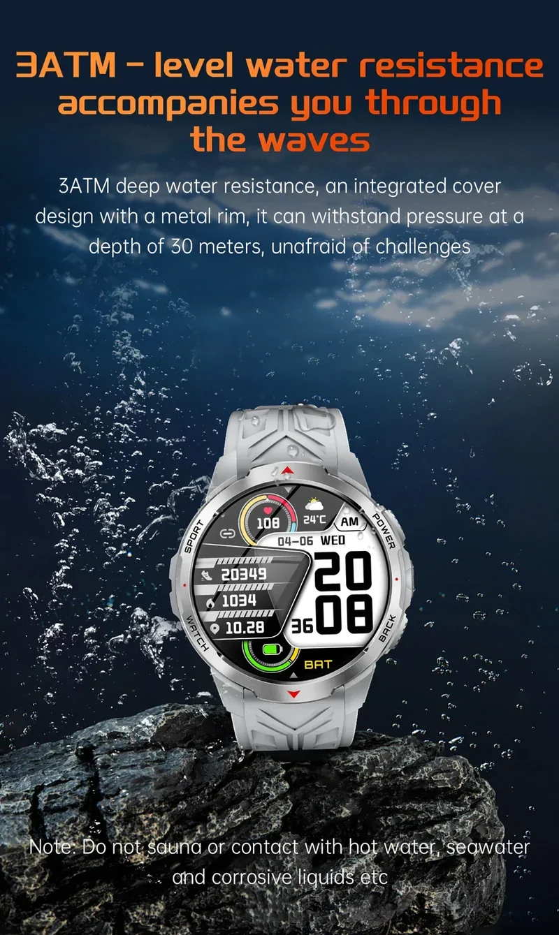 New T-Rex3 Pro 1100mAh Battery Smart Watch Men Compass 5ATM Waterproof Bluetooth Call Heart Rate Sports Run tracker Smartwatch