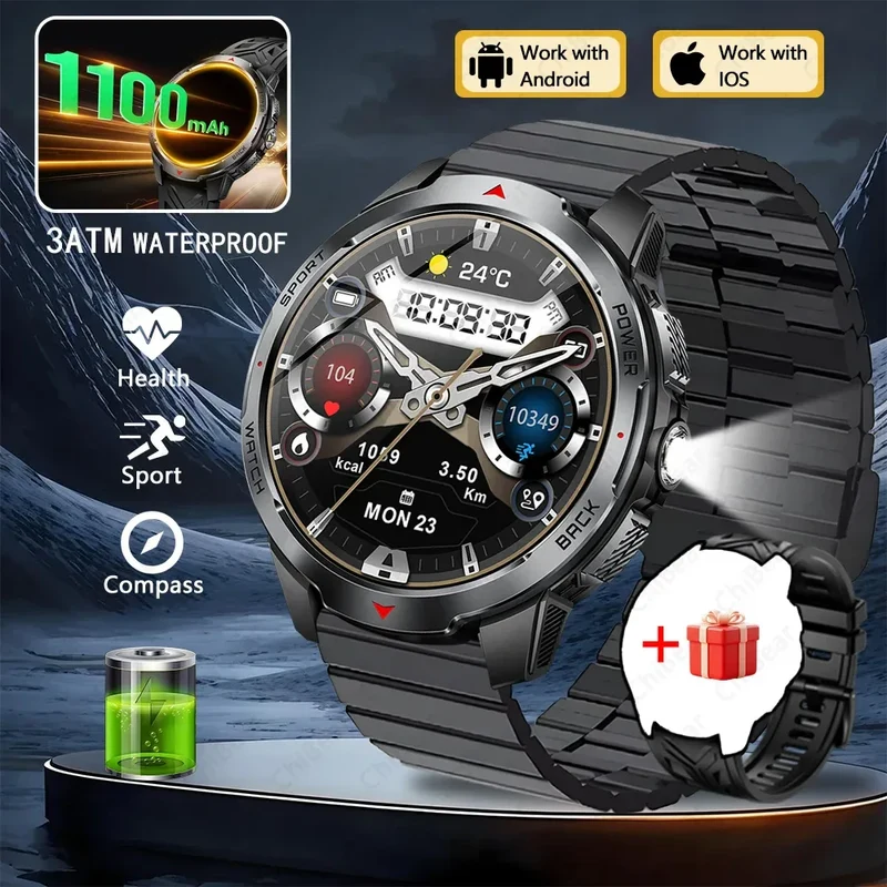 New T-Rex3 Pro 1100mAh Battery Smart Watch Men Compass 5ATM Waterproof Bluetooth Call Heart Rate Sports Run tracker Smartwatch