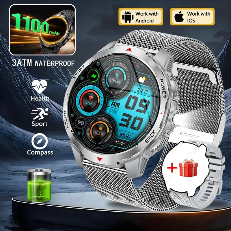 New T-Rex3 Pro 1100mAh Battery Smart Watch Men Compass 5ATM Waterproof Bluetooth Call Heart Rate Sports Run tracker Smartwatch