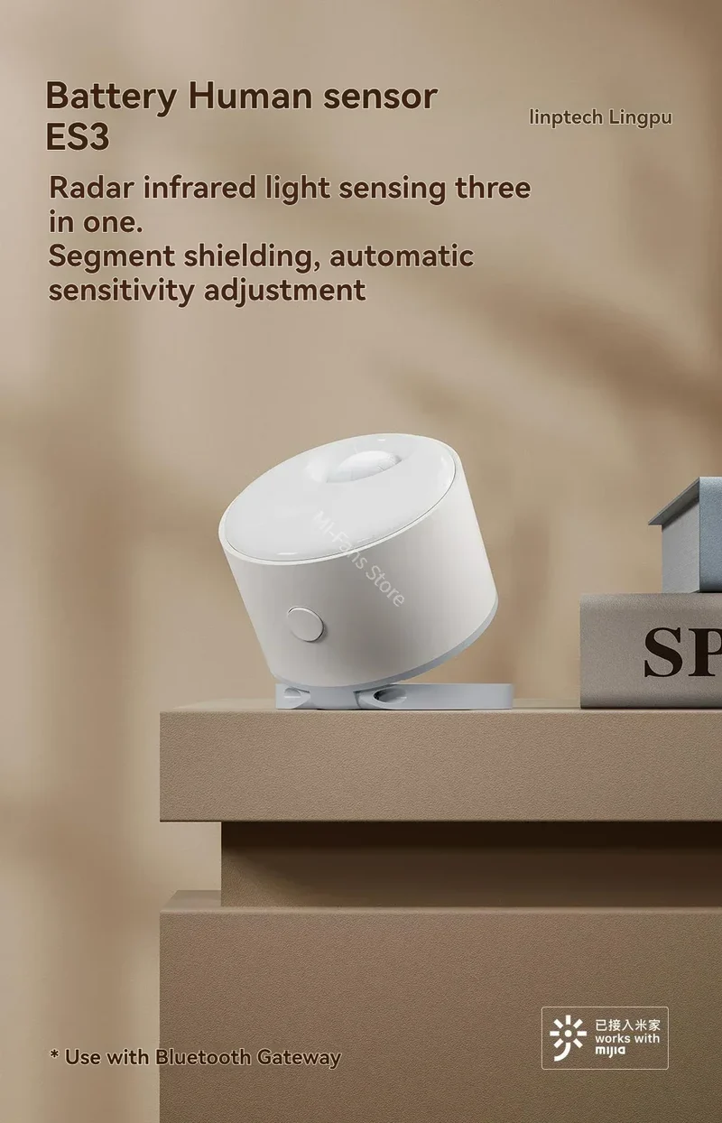 Linptech Smart Human Body Presence Sensor ES3 6M 180° Induction Infrared Pyroelectric Sensor Static Recognition For Xiaomi APP