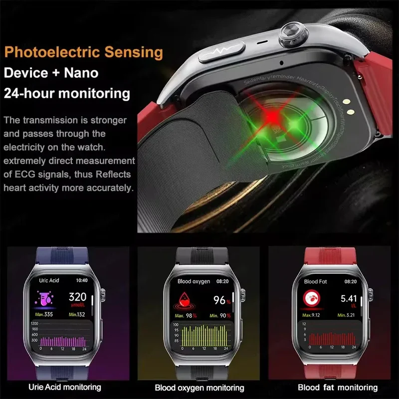 Sapphire Glass Air Pump Airbag Test Three High Smart Watches Men ECG Heart Rate Blood Pressure Health Tracker NFC Smartwatch