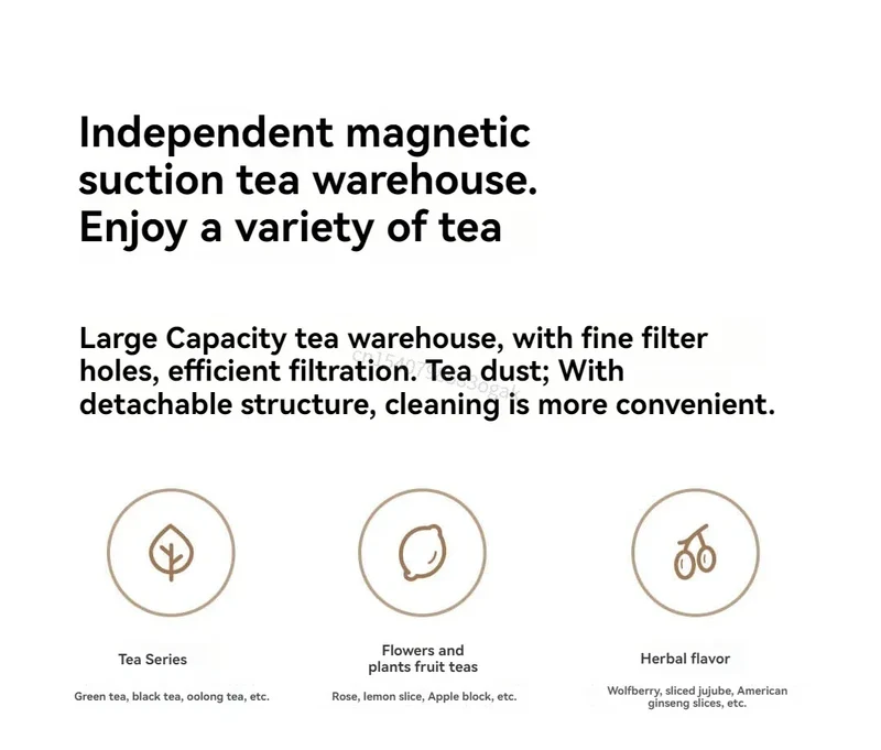2025 Mijia Magnetic Tea Warehouse Cup Portable 800ml Tritan One-touch Pop-up Lid Water Bottle Tea Filtration Water Cup