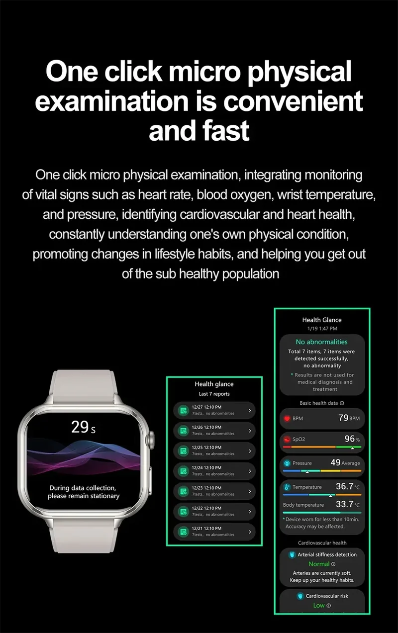 2025New Medical Grade ECG+PPG Smart Watch BMI Body Fat Uric Acid Painless Non-invasive Blood Sugar Monitoring Calling Smartwatch