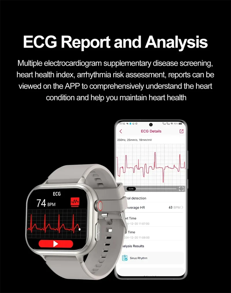 2025New Medical Grade ECG+PPG Smart Watch BMI Body Fat Uric Acid Painless Non-invasive Blood Sugar Monitoring Calling Smartwatch