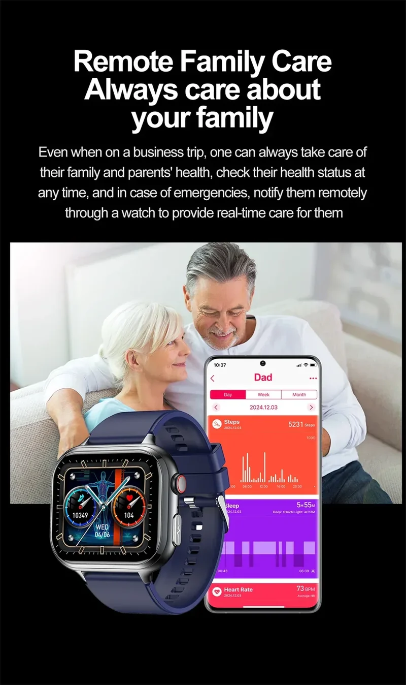 2025New Medical Grade ECG+PPG Smart Watch BMI Body Fat Uric Acid Painless Non-invasive Blood Sugar Monitoring Calling Smartwatch