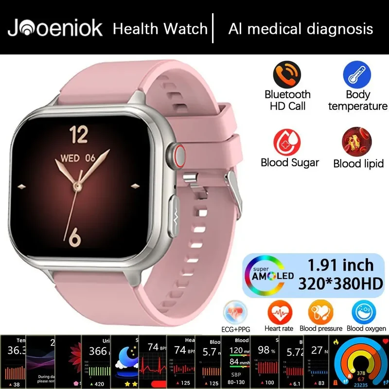 2025New Medical Grade ECG+PPG Smart Watch BMI Body Fat Uric Acid Painless Non-invasive Blood Sugar Monitoring Calling Smartwatch