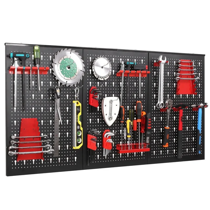 117x55cm Metal Pegboard Wall Organizer with Hooks 17PCS Kit, Garage Storage Bins, and Panel Tool Organizer Pegboard Wall Control