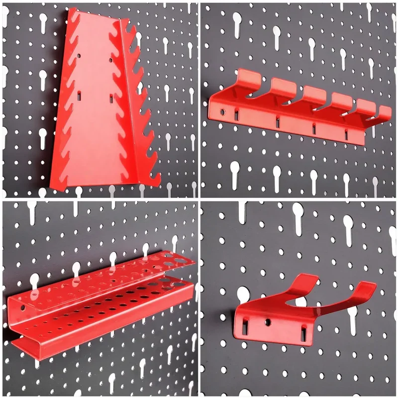 117x55cm Metal Pegboard Wall Organizer with Hooks 17PCS Kit, Garage Storage Bins, and Panel Tool Organizer Pegboard Wall Control