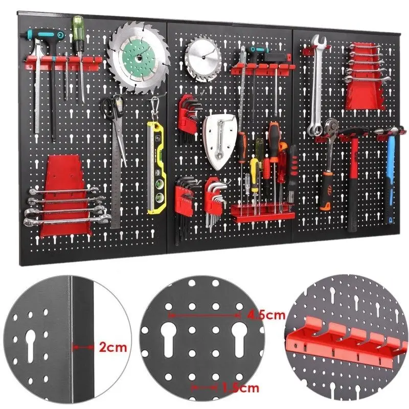 117x55cm Metal Pegboard Wall Organizer with Hooks 17PCS Kit, Garage Storage Bins, and Panel Tool Organizer Pegboard Wall Control
