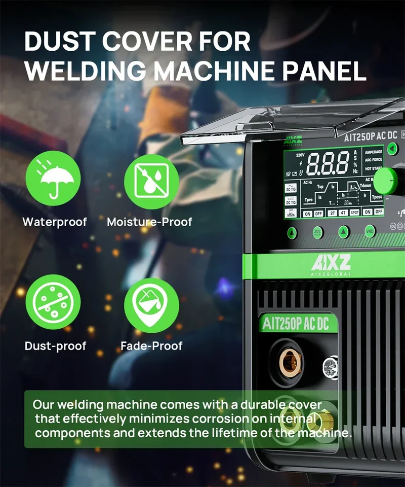 AIXZ 250A 5 in 1 HF TIG Welder AC/DC Aluminum Welding MMA/ARC/Argon Digital Pulse 2T/4T IGBT Inverter Stainless Welding Machine