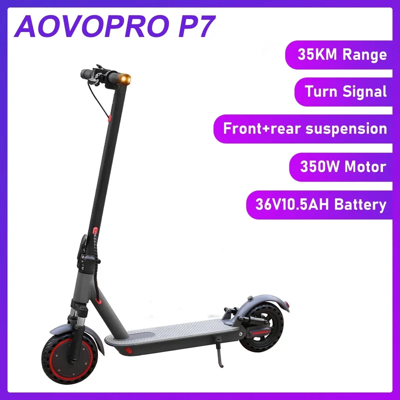 2026 New AOVOPRO P7 Turn Signal Electric Scooter 350W 8.5 Inch Tire Smart Escooter 31KM/H 36V10.5AH Electric Scooter for Adults