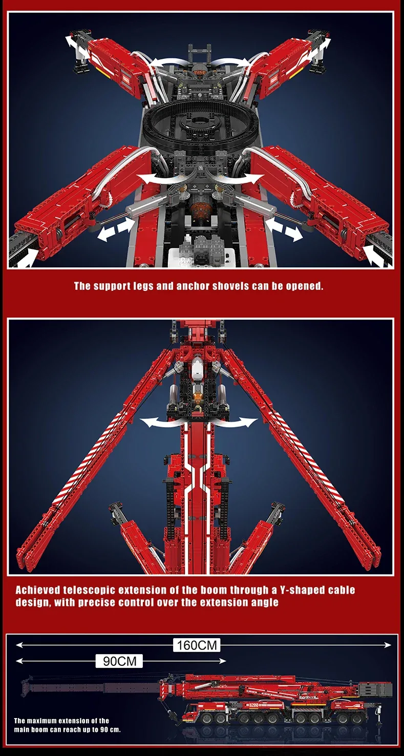 Mould King 17007 17008 Technical Truck Building Block Remote Control Liebherred LTM 11200 Crane Model Kids Christmas Car Toys