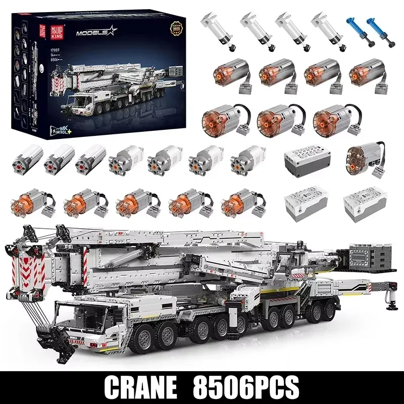 Mould King 17007 17008 Technical Truck Building Block Remote Control Liebherred LTM 11200 Crane Model Kids Christmas Car Toys