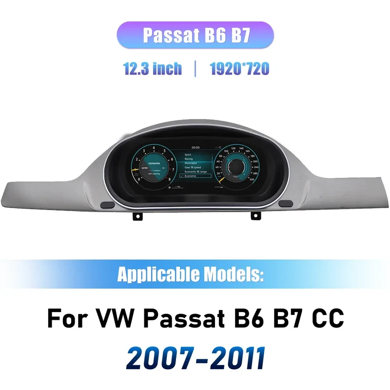 12.3'' LCD Digital Instrument Cluster for Volkswagen Maiden B6 B7 CC 2007 8 9 10 11 Years Ntg4.5 Car Radio Dashboard Cockpit