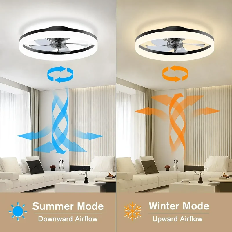 Modern Smart Fan With Lights Winter Infinitely Dimmable Summer Reversible Dual Modes For Living room Bedroom Kitchen