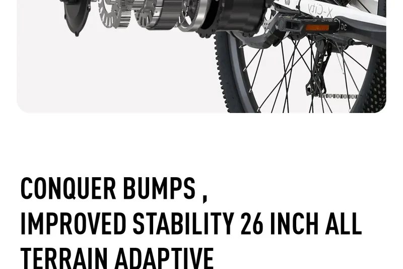 Cysum X-City Adult E-Bike 250W E-Bike for Men 48V 10.4ah Battery 26-Inch Tyre City E-Bike