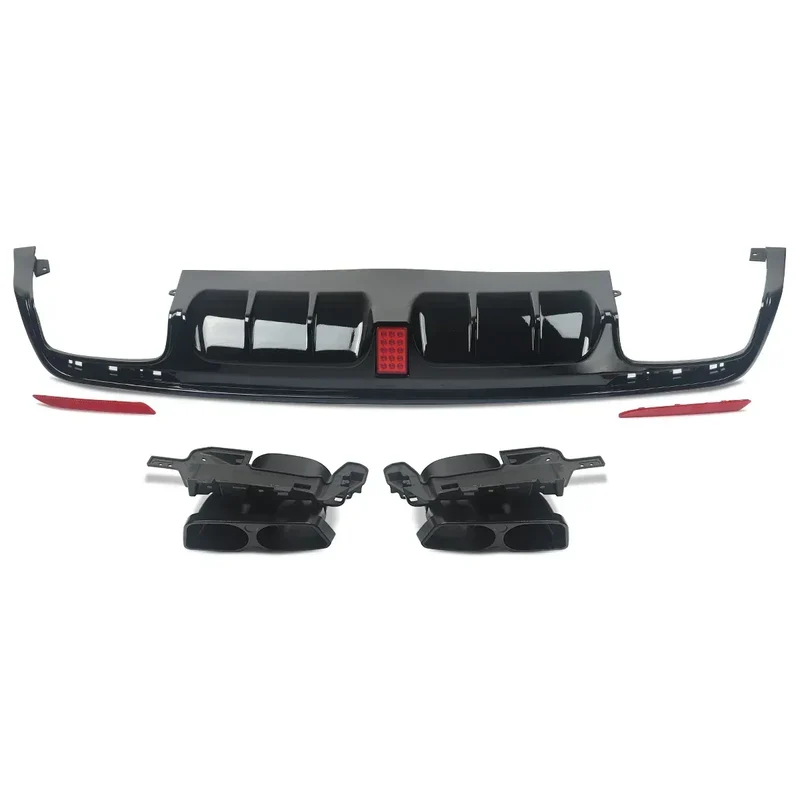 FOR MERCEDES S CLASS W222 B STYLE AMG REAR DIFFUSER TAILPIPE GLOSS BLACK 13-17