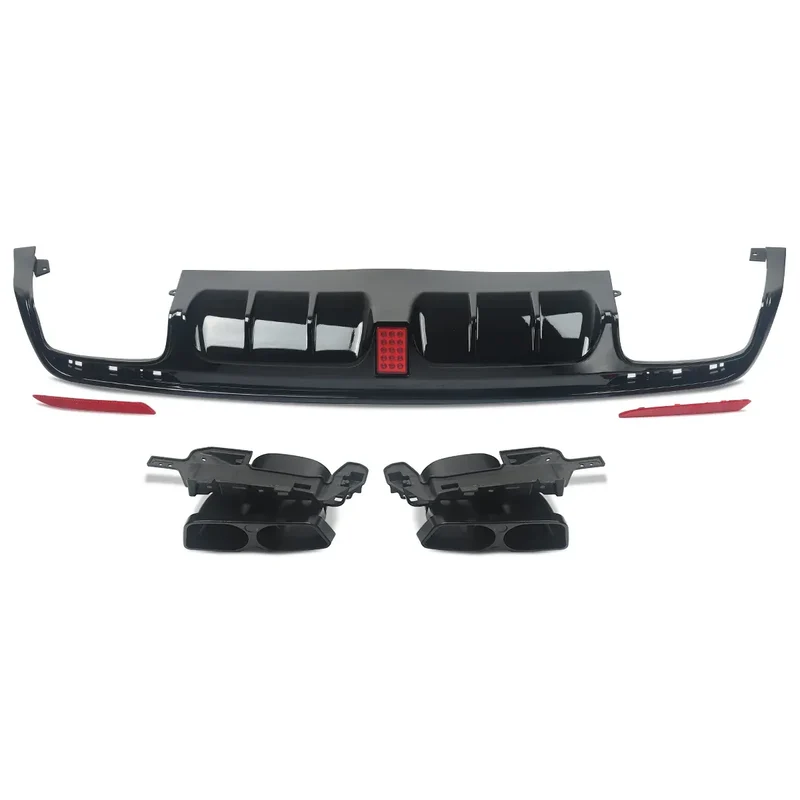 FOR MERCEDES S CLASS W222 B STYLE AMG REAR DIFFUSER TAILPIPE GLOSS BLACK 13-17