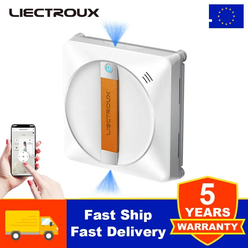 (promo code: AEEU03 )Liectroux YW710 Robot Window Cleaner,Double Water Spray,Strong Vacuum,Home Floor Wall Window Cleaning Robot,App&Remote Control