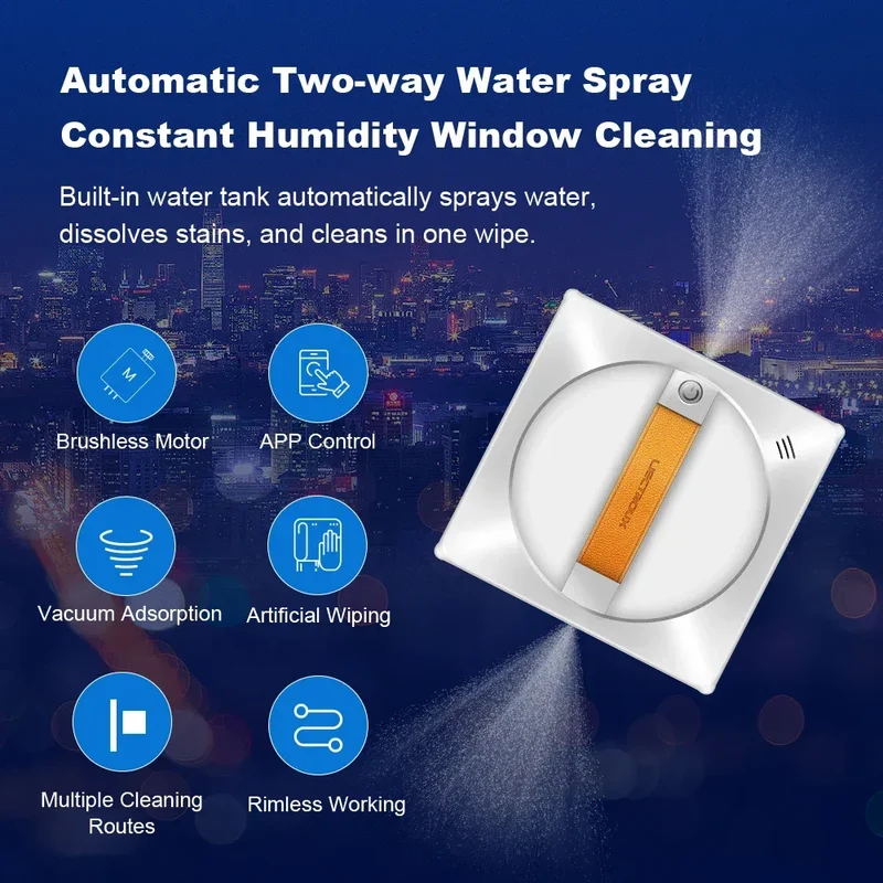 (promo code: AEEU03 )Liectroux YW710 Robot Window Cleaner,Double Water Spray,Strong Vacuum,Home Floor Wall Window Cleaning Robot,App&Remote Control