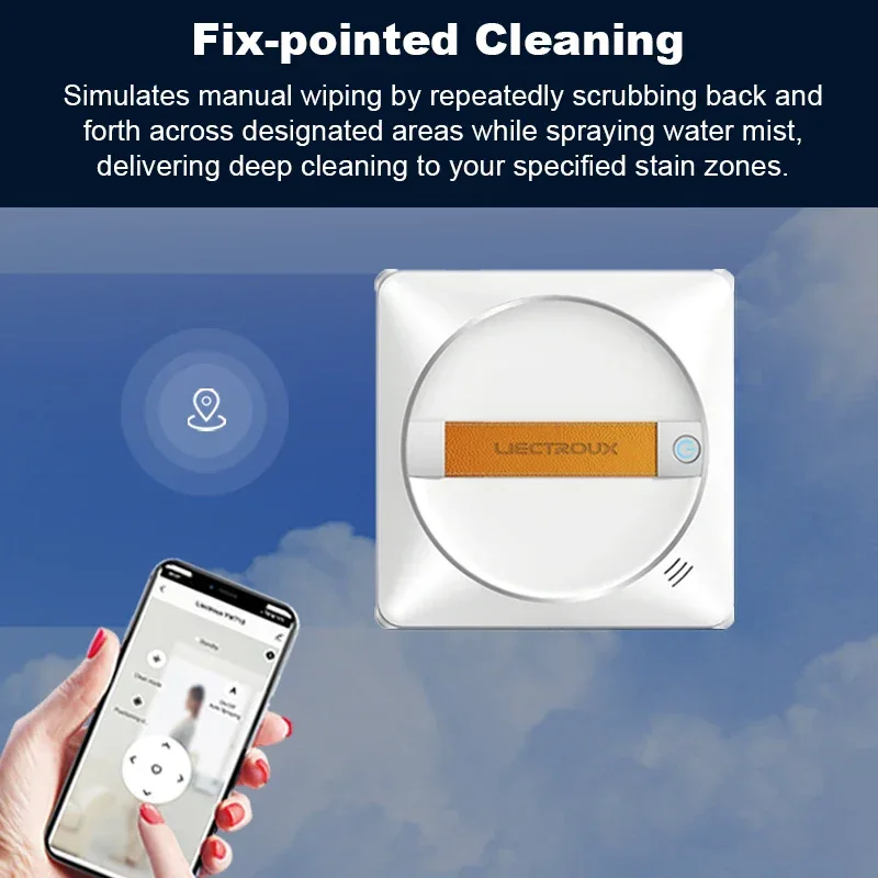 (promo code: AEEU03 )Liectroux YW710 Robot Window Cleaner,Double Water Spray,Strong Vacuum,Home Floor Wall Window Cleaning Robot,App&Remote Control