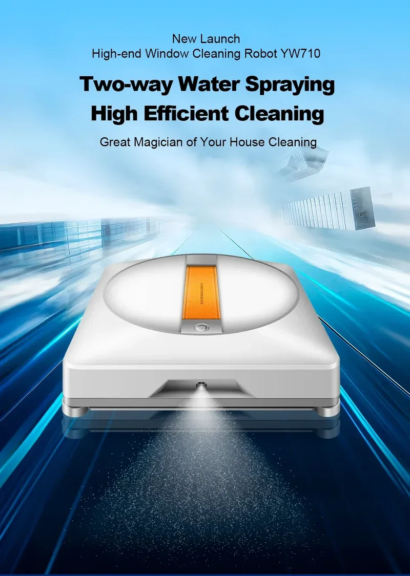 (promo code: AEEU03 )Liectroux YW710 Robot Window Cleaner,Double Water Spray,Strong Vacuum,Home Floor Wall Window Cleaning Robot,App&Remote Control