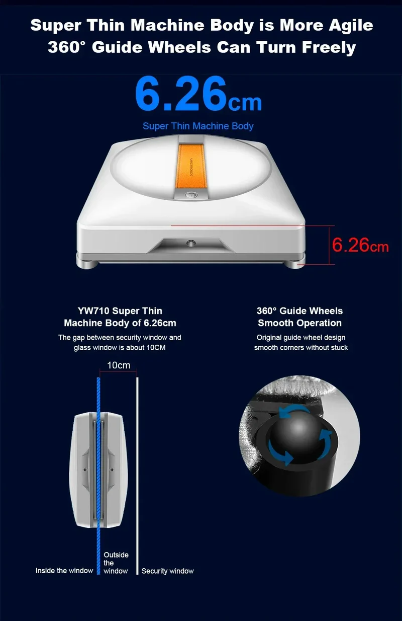 (promo code: AEEU03 )Liectroux YW710 Robot Window Cleaner,Double Water Spray,Strong Vacuum,Home Floor Wall Window Cleaning Robot,App&Remote Control