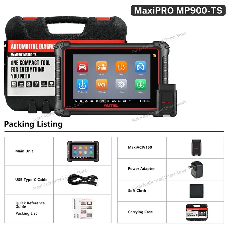 Autel MaxiPRO MP900TS OBD2 Scanner TPMS Diagnostic Tool ECU Coding, Active Test, 40+ Services, CAN FD&DOIP Upgraded of MK808S-TS