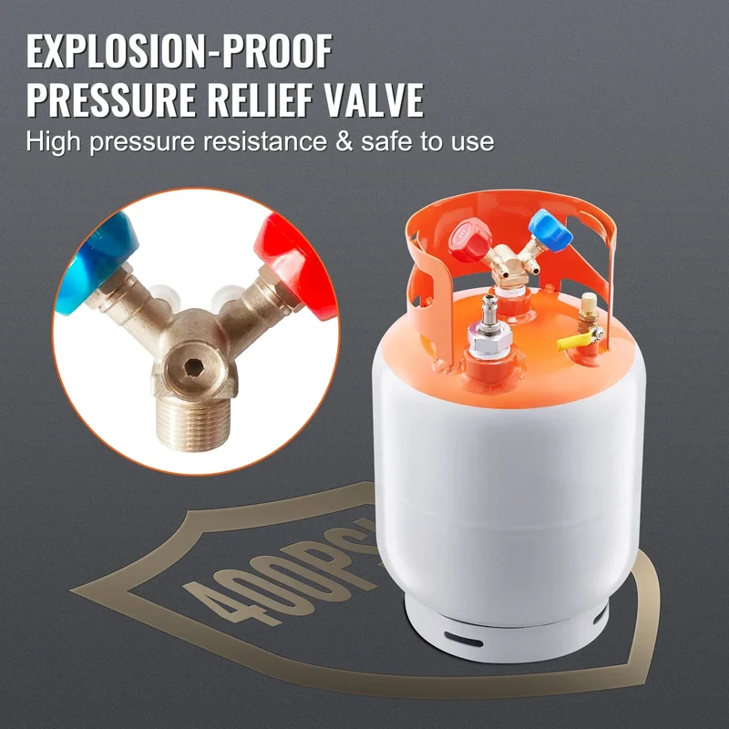 SucceBuy 30 lbs Refrigerant Recovery Tank with Float Switch Reusable AC Recovery Tank HVAC for All Refrigerant Prevent Overflow