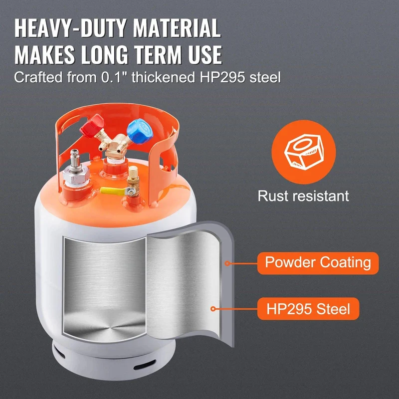 SucceBuy 30 lbs Refrigerant Recovery Tank with Float Switch Reusable AC Recovery Tank HVAC for All Refrigerant Prevent Overflow