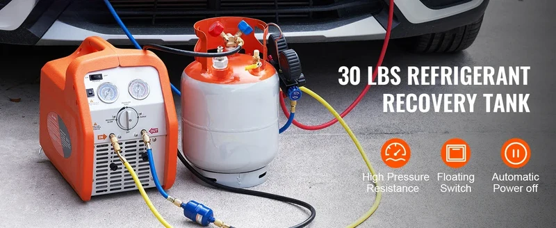SucceBuy 30 lbs Refrigerant Recovery Tank with Float Switch Reusable AC Recovery Tank HVAC for All Refrigerant Prevent Overflow