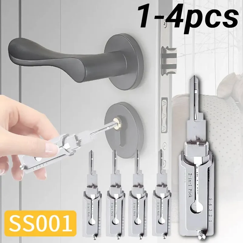 1-4pcs SS001 Key Decoder Tool Pickup Hand Tool Stainless Steel Precision Tool O-ring Pickup Kit Maintenance Repair Kit