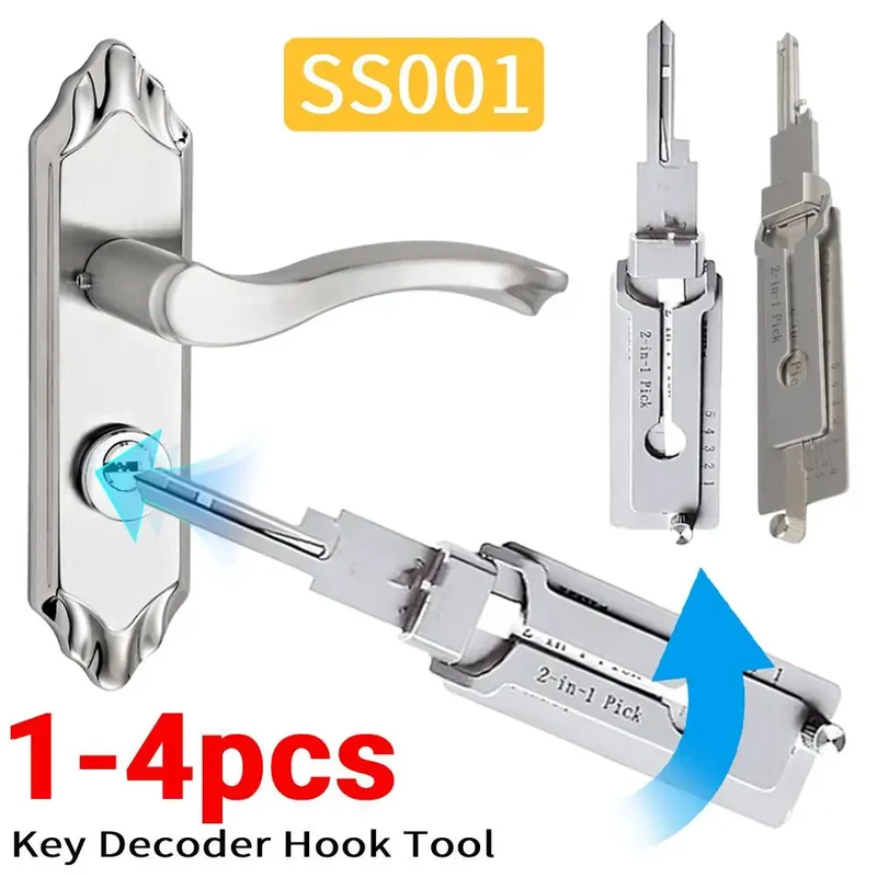 1-4pcs SS001 Key Decoder Tool Pickup Hand Tool Stainless Steel Precision Tool O-ring Pickup Kit Maintenance Repair Kit