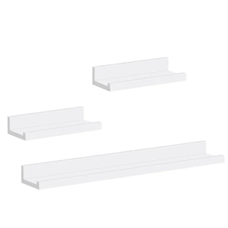 3PCS/Set White Floating Hanging Wall Shelf MDF Picture Magazine Photo Storage Shelf for Living Room Kitchen Bedroom Office