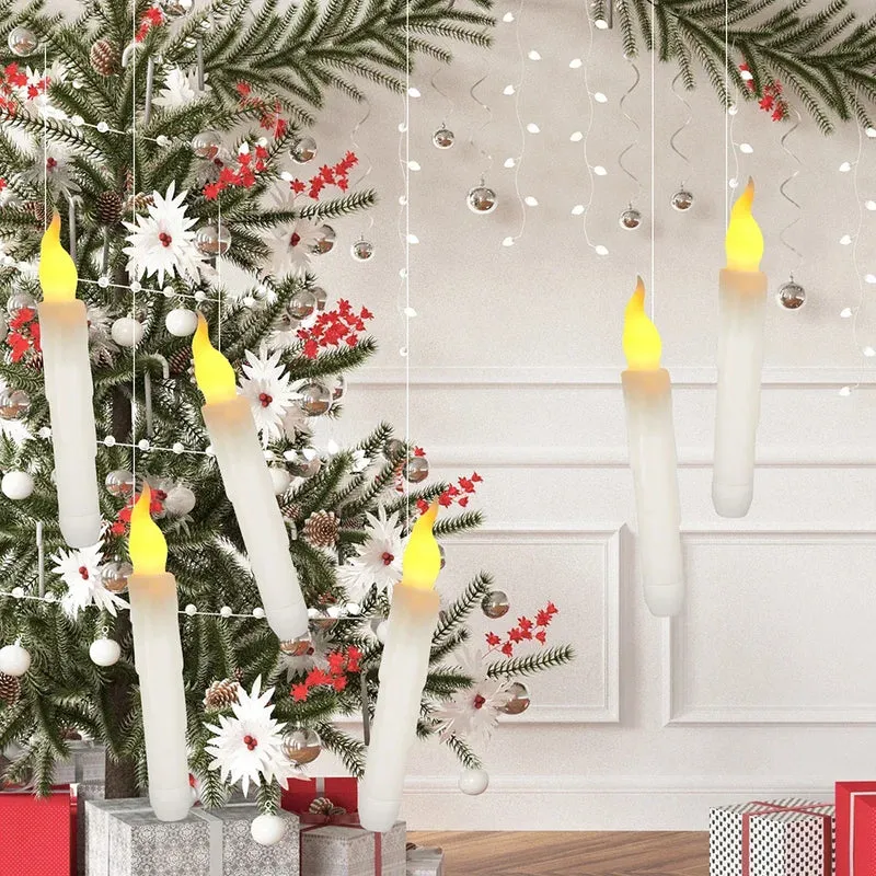 Floating LED Candles with Magic Wand Remote Control Flameless Remote Taper Electronic Candle Christmas Party Decor Candle Lights